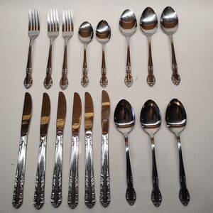 Vintage Utica SARANAC STAINLESS  Flatware Korea 17 Piece Mixed‎ Lot